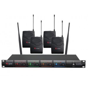 US-4Н   Беспроводная микрофонная система UHF-диапазона с четырьмя головными микрофонами и карманными передатчиками