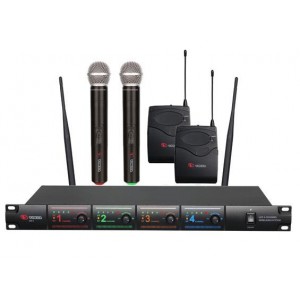 US-4X   Беспроводная микрофонная система UHF-диапазона с 2 ручными и 2 головными микрофонами