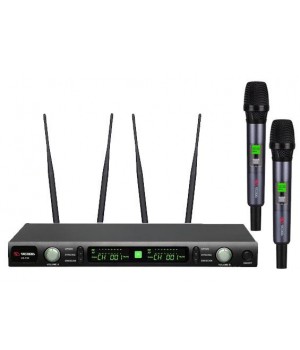 US-102 с кейсом   Профессиональная беспроводная микрофонная система UHF-диапазона многоканальная с 2 ручными микрофонами в кейсе