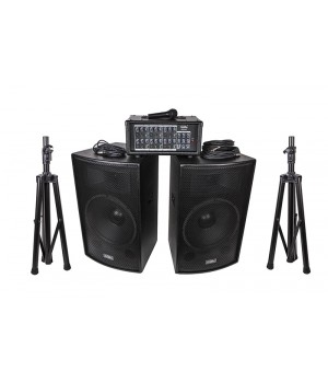 Soundking ZH0602D15LS    Комплект акустической системы, микшер, микрофон, кабели, 2х250Вт