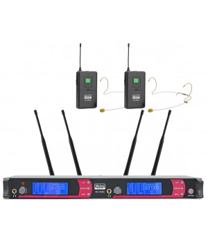 MD-968B Радиосистема двухканальная c поясными передатчиками и головными гарнитурами